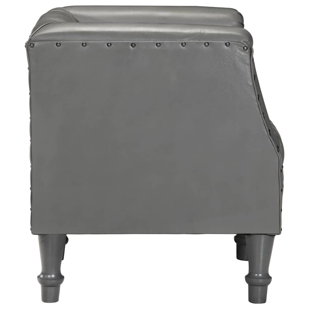 Tub Chair Grey Real Goat Leather