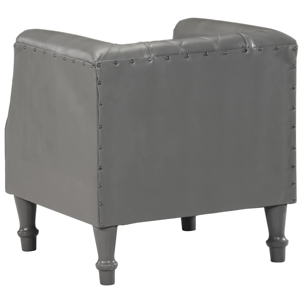 Tub Chair Grey Real Goat Leather