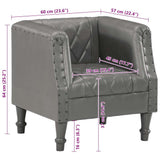 Tub Chair Grey Real Goat Leather
