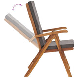 Reclining Garden Chairs with Cushions 2 pcs Solid Teak Wood Grey - 45-Degree Angle