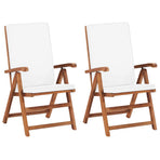Reclining Folding Chairs with Cushions 2 pcs Cream