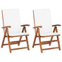 Reclining Folding Chairs with Cushions 2 pcs Cream