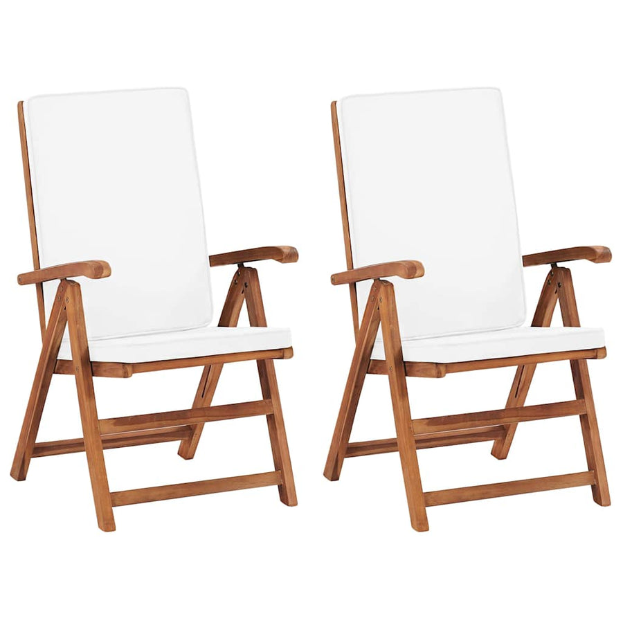 Reclining Folding Chairs with Cushions 2 pcs Cream