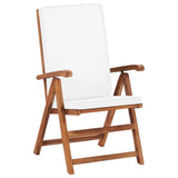 Reclining Garden Chairs with Cushions 2 pcs Solid Teak Wood Cream - Front View