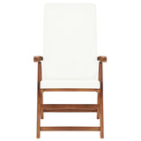 Reclining Garden Chairs with Cushions 2 pcs Solid Teak Wood Cream - Side View