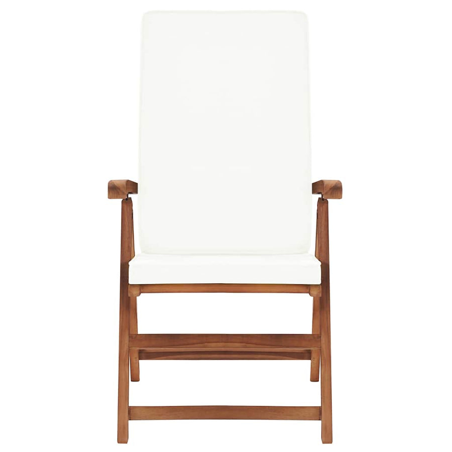 Reclining Folding Chairs with Cushions 2 pcs Cream