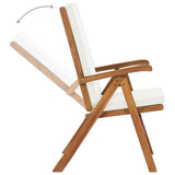 Reclining Garden Chairs with Cushions 2 pcs Solid Teak Wood Cream - Close-Up Angle