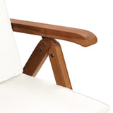 Reclining Garden Chairs with Cushions 2 pcs Solid Teak Wood Cream - 45-Degree Angle