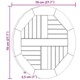 Table Top Solid Teak Wood Round 2.5 cm 70 cm - Low Angle
