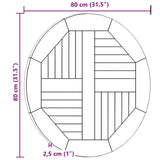 Table Top Solid Teak Wood Round 2.5 cm 80 cm - Low Angle