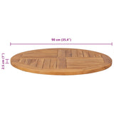 Table Top Solid Teak Wood Round 2.5 cm 90 cm - Close-Up Angle