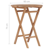 Folding Garden Table 60 cm Solid Teak Wood - Close-Up Angle