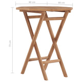 Folding Garden Table 60x60x75 cm Solid Teak Wood - Close-Up Angle