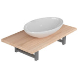 Two Piece Bathroom Furniture Set Ceramic Oak - Front View