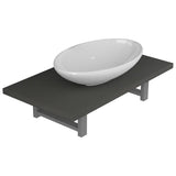 Two Piece Bathroom Furniture Set Ceramic Grey - Front View