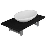 Two Piece Bathroom Furniture Set Ceramic Black - Front View
