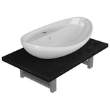 Two Piece Bathroom Furniture Set Ceramic Black - Front View