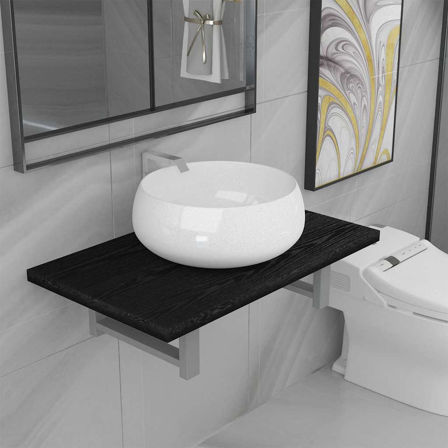 Two Piece Bathroom Furniture Set Ceramic Black