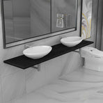 Three Piece Bathroom Furniture Set Ceramic Black