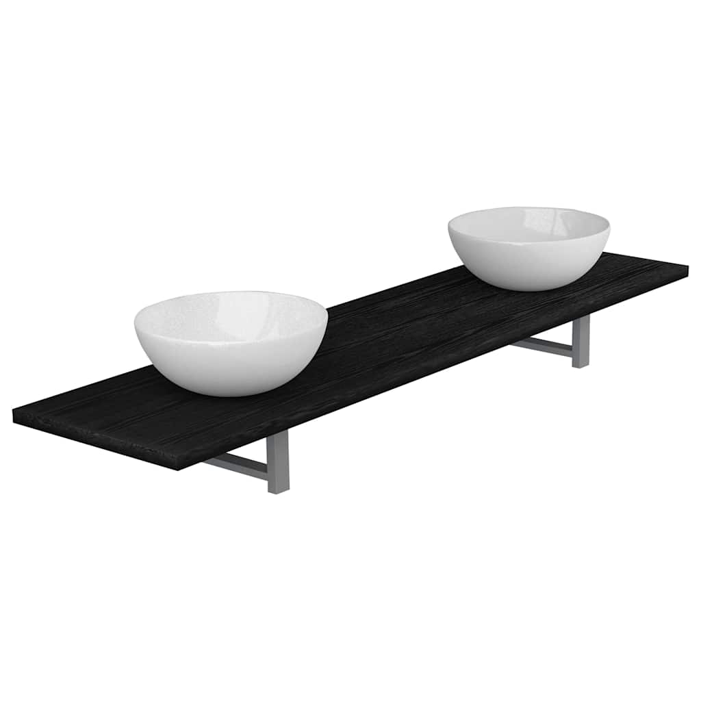 Three Piece Bathroom Furniture Set Ceramic Black