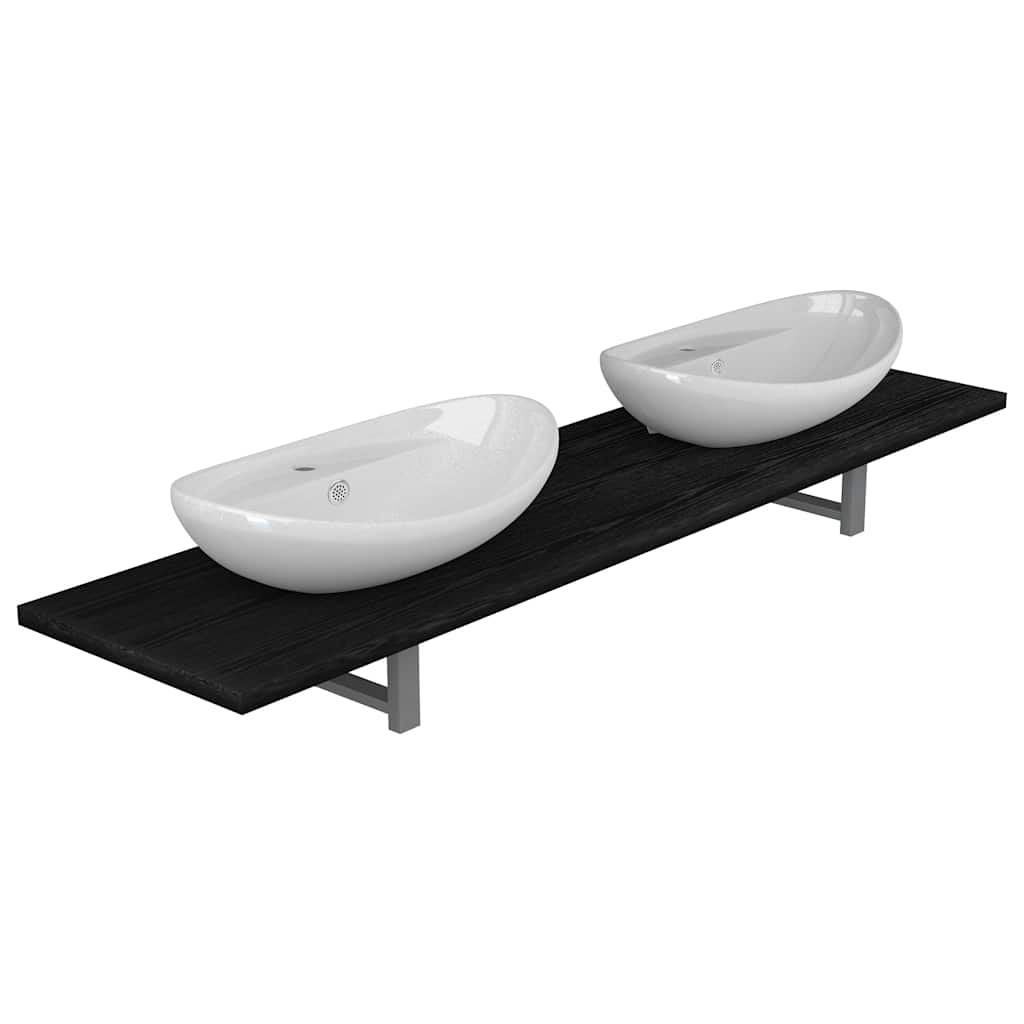 Three Piece Bathroom Furniture Set Ceramic Black