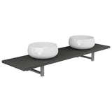 Three Piece Bathroom Furniture Set Ceramic Black