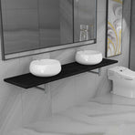 Three Piece Bathroom Furniture Set Ceramic Black