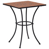 3 Piece Mosaic Bistro Set Ceramic Tile Terracotta - Front View