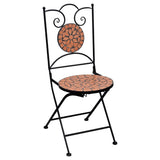 3 Piece Mosaic Bistro Set Ceramic Tile Terracotta - Side View