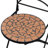 3 Piece Mosaic Bistro Set Ceramic Tile Terracotta - Close-Up Angle