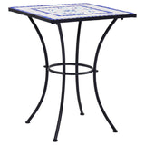 3 Piece Mosaic Bistro Set Ceramic Tile Blue and White - Front View
