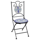 3 Piece Mosaic Bistro Set Ceramic Tile Blue and White - Side View