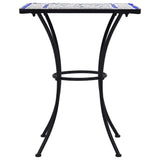 3 Piece Mosaic Bistro Set Ceramic Tile Blue and White - 45-Degree Angle