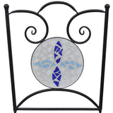 3 Piece Mosaic Bistro Set Ceramic Tile Blue and White - Close-Up Angle