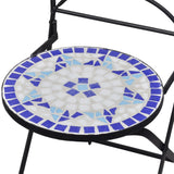 3 Piece Mosaic Bistro Set Ceramic Tile Blue and White - Low Angle