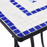 3 Piece Mosaic Bistro Set Ceramic Tile Blue and White - Extra Image