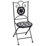 3 Piece Mosaic Bistro Set Ceramic Tile Black and White - Side View