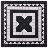 3 Piece Mosaic Bistro Set Ceramic Tile Black and White - Top-Down View