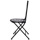 3 Piece Mosaic Bistro Set Ceramic Tile Black and White - Rear View