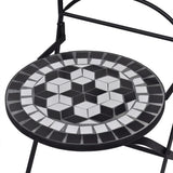 3 Piece Mosaic Bistro Set Ceramic Tile Black and White - Extra Image