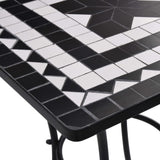 3 Piece Mosaic Bistro Set Ceramic Tile Black and White - Extra Image