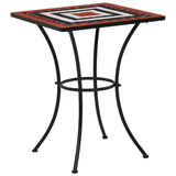 3 Piece Mosaic Bistro Set Ceramic Tile Terracotta and White - Front View