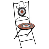3 Piece Mosaic Bistro Set Ceramic Tile Terracotta and White - Side View
