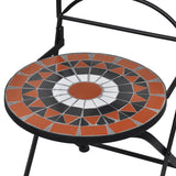 3 Piece Mosaic Bistro Set Ceramic Tile Terracotta and White - Extra Image