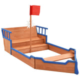 Sandbox Pirate Ship Firwood 190x94.5x101 cm - Front View