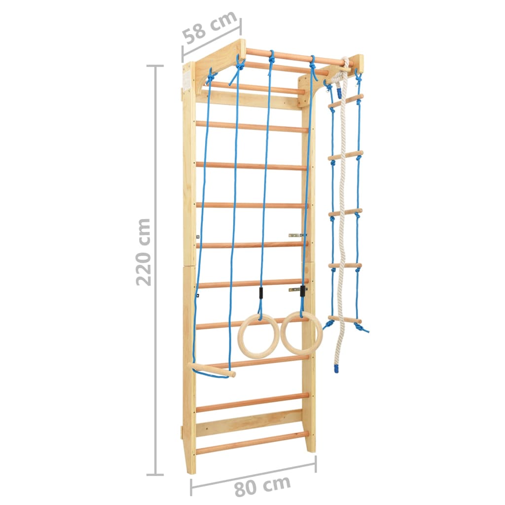 Indoor Climbing Playset with Ladders Rings Wood