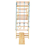 Indoor Climbing Playset with Ladders Rings Slide Wood - Front View