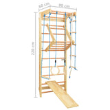 Indoor Climbing Playset with Ladders Rings Slide Wood - Low Angle