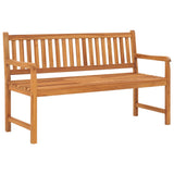 3-Seater Garden Bench with Table 150 cm Solid Teak Wood - Front View