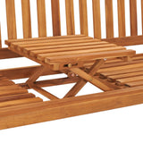 3-Seater Garden Bench with Table 150 cm Solid Teak Wood - Low Angle